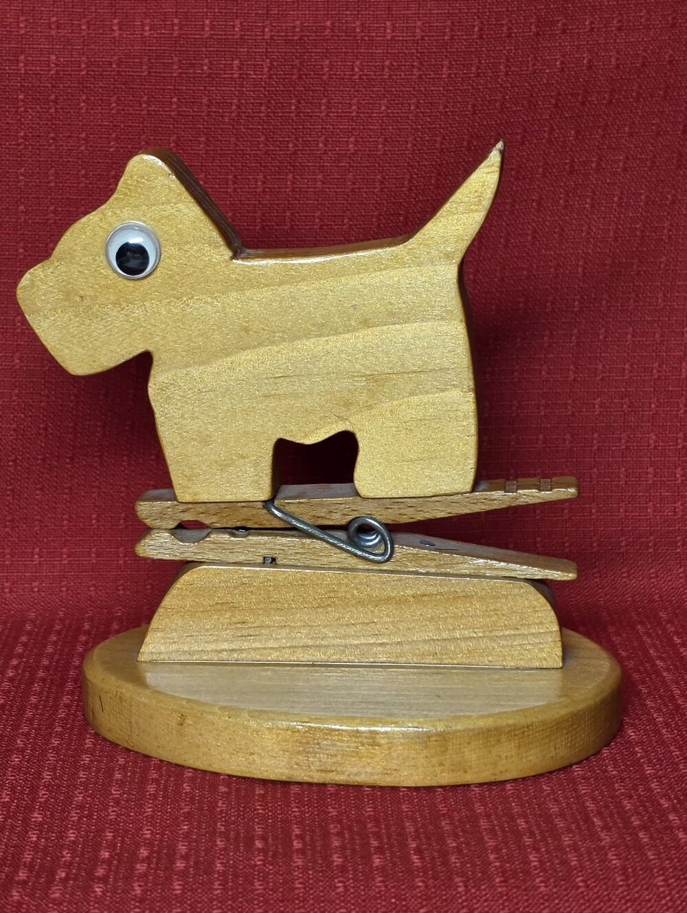 Vintage Handmade Scottish Terrier Dog Note - Memo Holder Folk-Art Style Wood